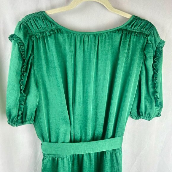 Current Air Dress Women Medium Green Tiered Skirt Short Sleeves Knee Length - Picture 5 of 7